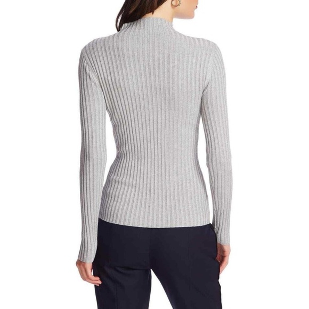 COURT AND ROWE Metallic Mock Neck Ribbed Sweater - Picture 2 of 3